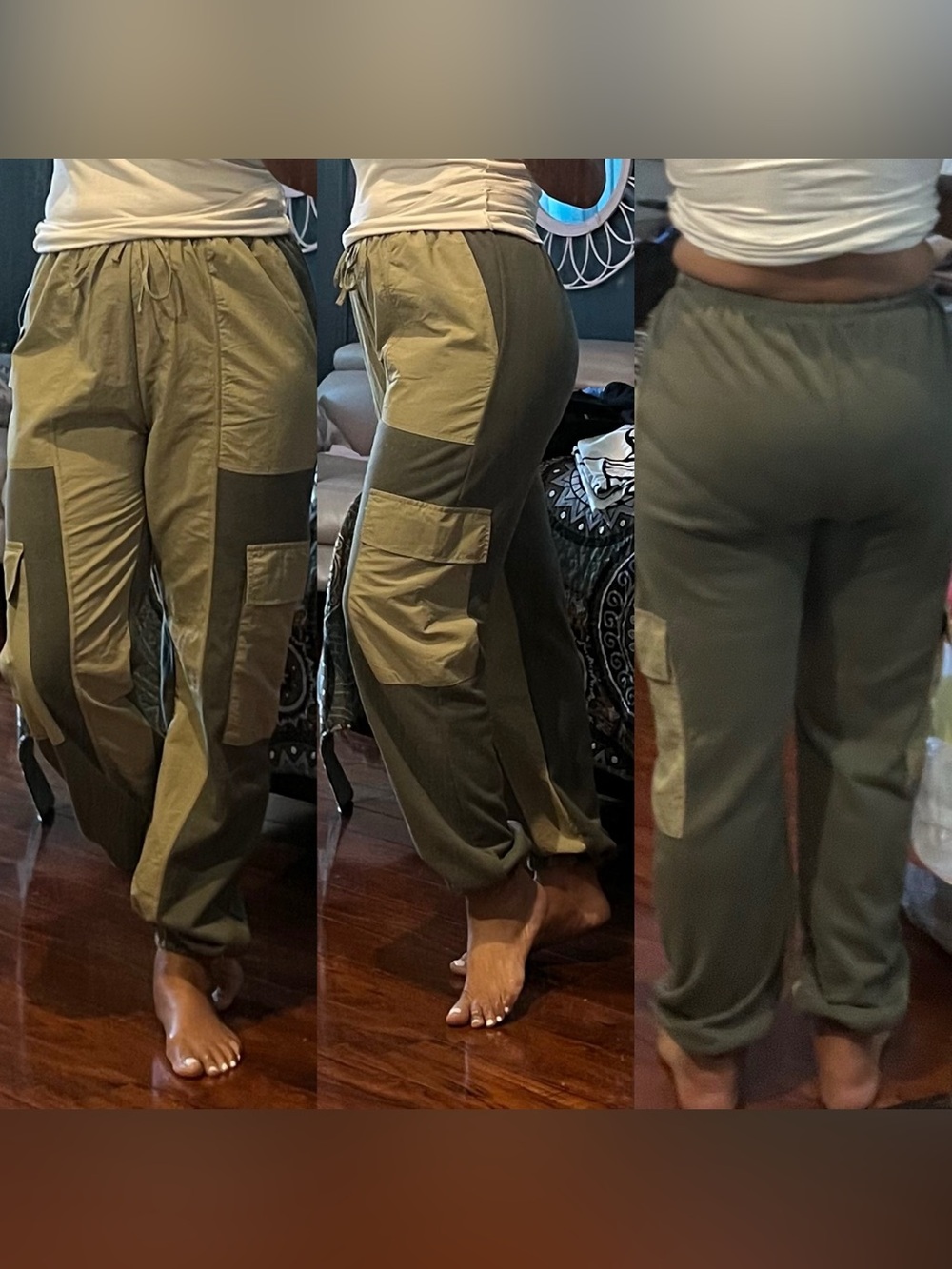 Forever 21 Two-Tone Olive Cargo Joggers NWT